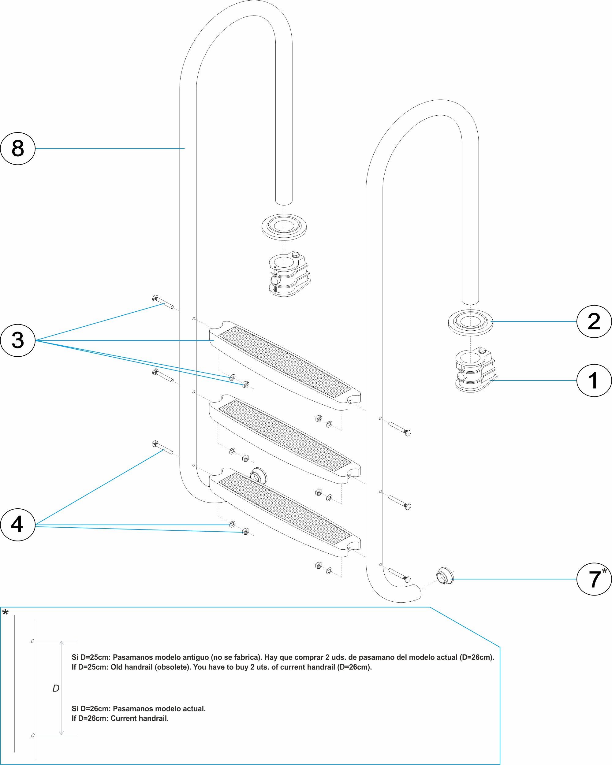 ESCALERA MURO 2-3-4-5 PELDAÑOS PLASTICO