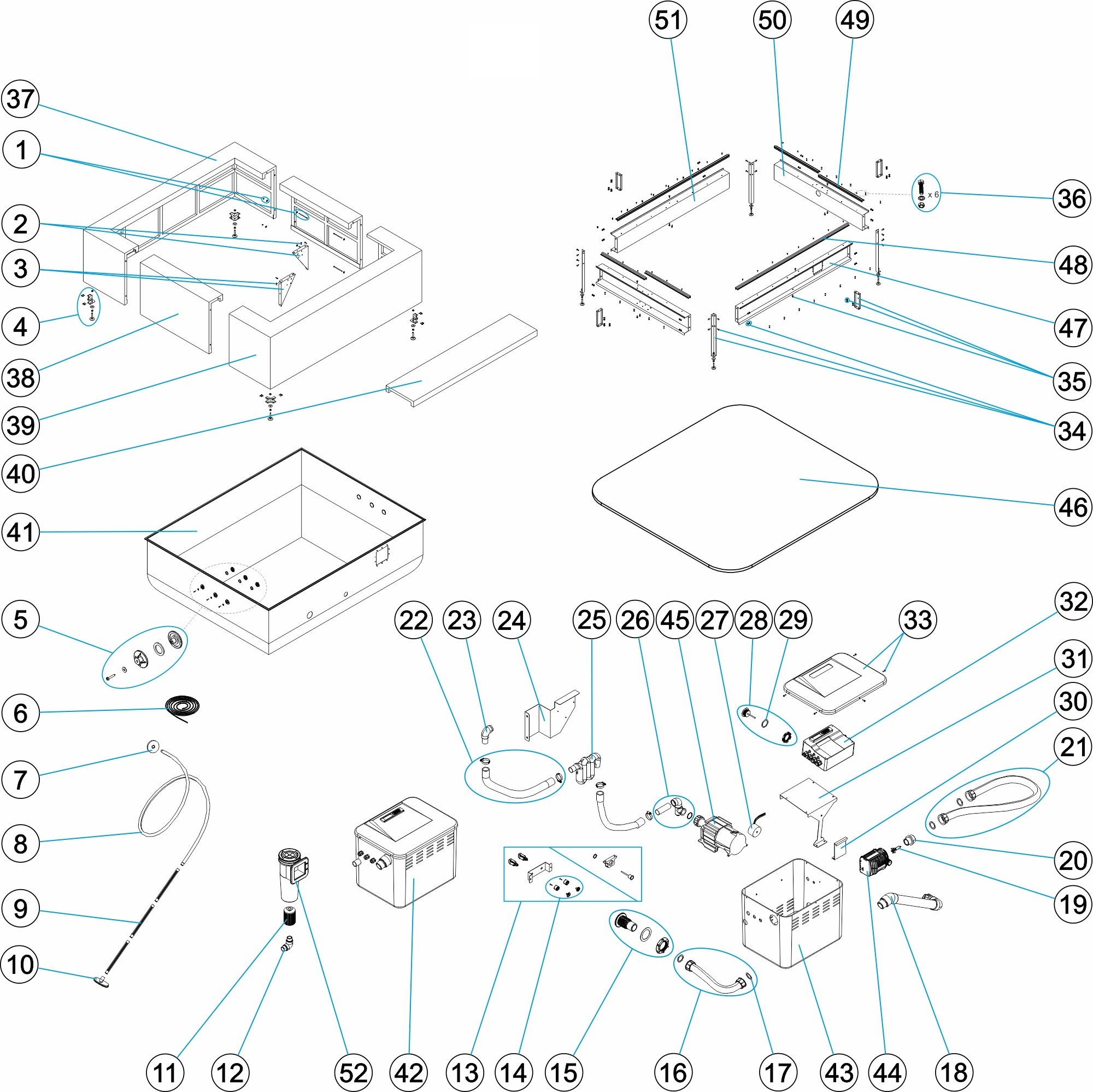 PISC HIDRO.PLAYA 220X220 BLANC
