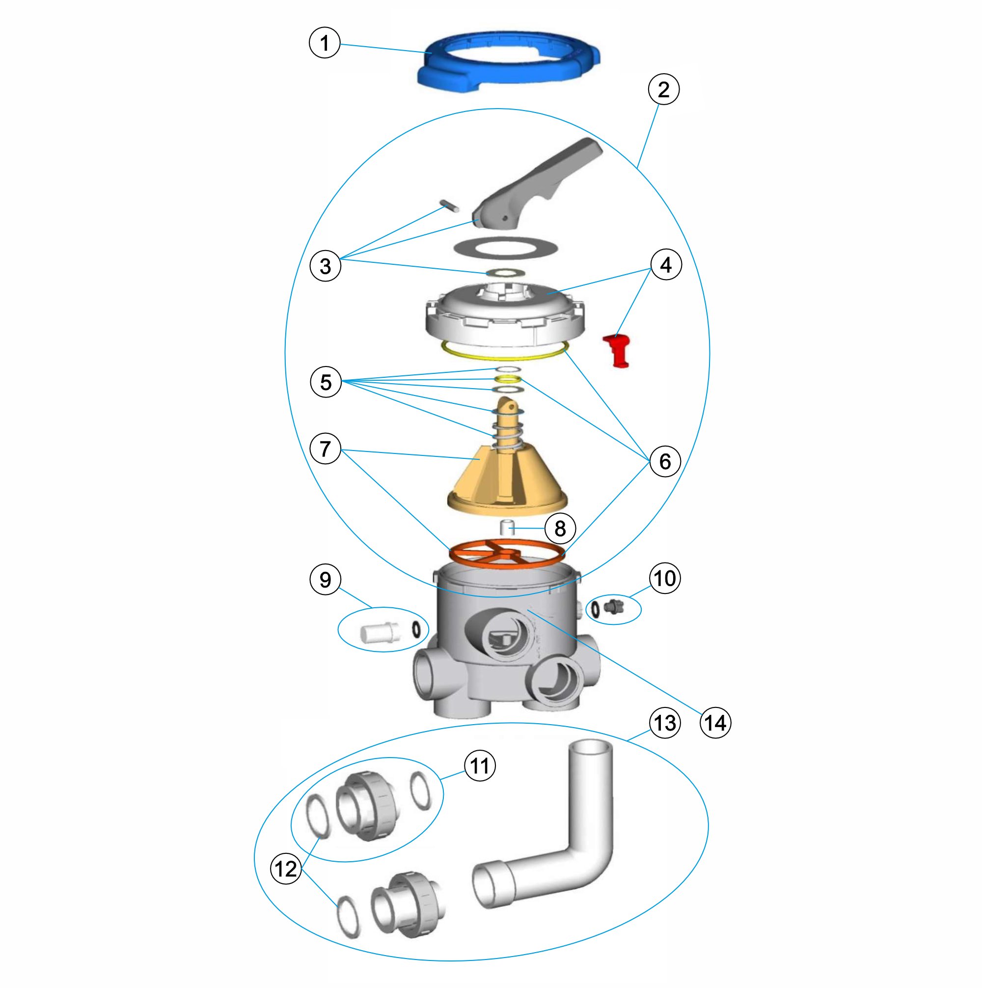 VALVULA SELECTORA 2”  BAYONETA CON ENLACE